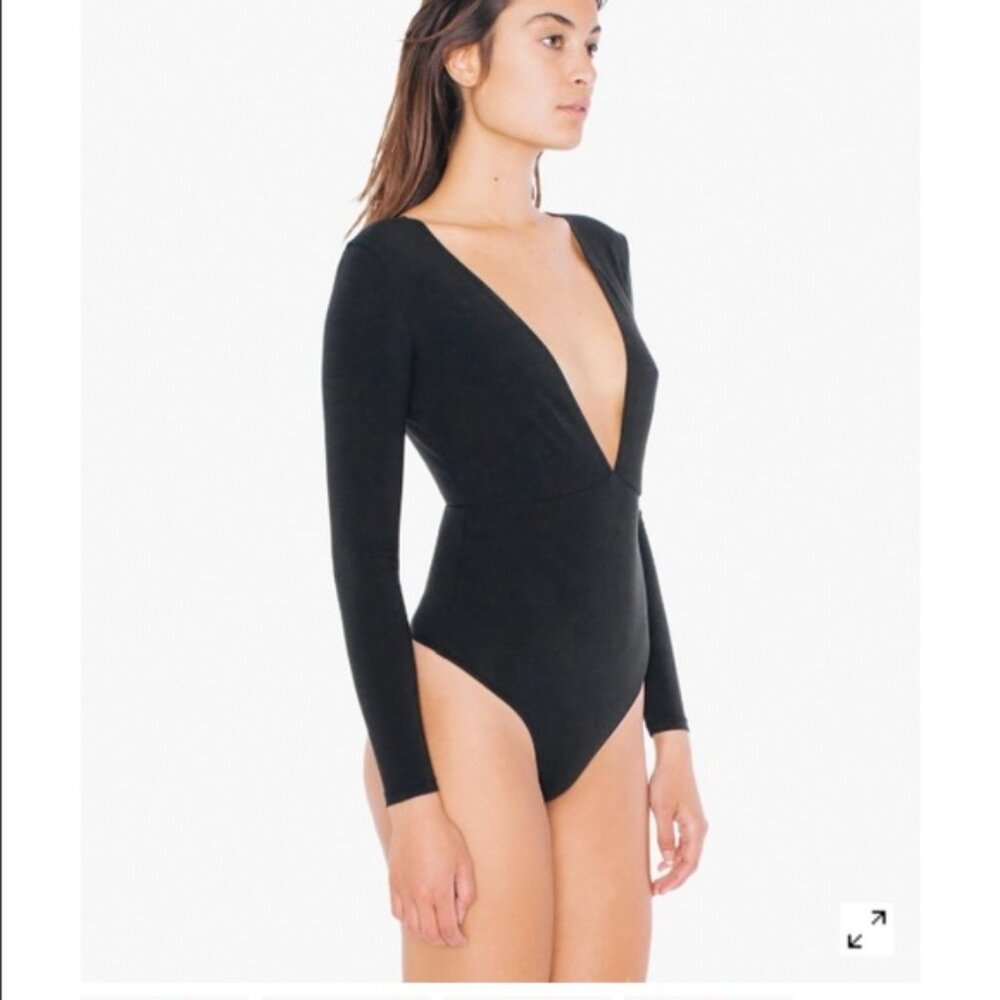 American Apparel Size S Cotton Spandex Double V Bodysuit